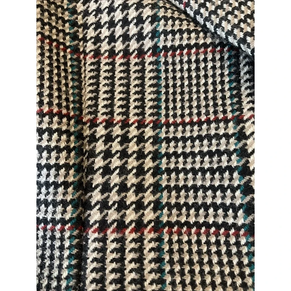 Vintage Jane Justin 100% Pure Wool Lined‎ Blazer Check Houndstooth Oversized 14